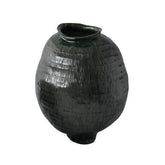 Dark Green Rustic Glazed Porcelain Vase