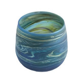 Blue Swirl Glass Tealight Candle Holder