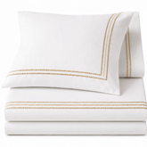 DIFFIRA Pure Egyptian Cotton Duvet Cover Set – White/Gold