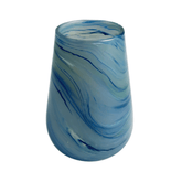Round Natsheh Glass Cups Ocean Blue Swirl