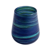 Deep Blue Swirl Round Natsheh Glass Cups