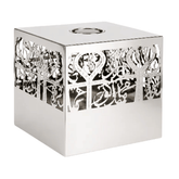 Cube Arabic Calligraphy Incense Burner with Cutwork Panels – Silver
