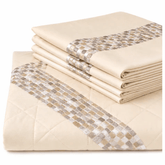 MOSAICO Pure Egyptian Cotton Quilted Duvet Cover Set – Ivory