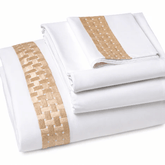 BROCK Pure Egyptian Cotton Duvet Cover Set – White/Gold