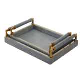 Long Serving Tray with Cylindrical Handles – Gray
