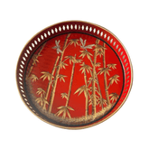 Bamboo & Dragonflies Hand Painted Iron Tray