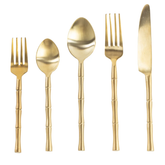 Premium Resin Gold Bamboo Cutlery Set – 5 Piece
