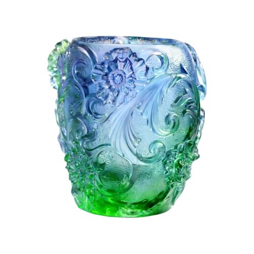 Blue-Green Embossed Acrylic Decorative Vase