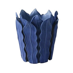 Modern Sculpted Blue Porcelain Vase