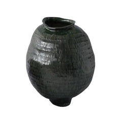 Dark Green Rustic Glazed Porcelain Vase