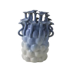 Sculptural Blue & White Ceramic Decorative Vase