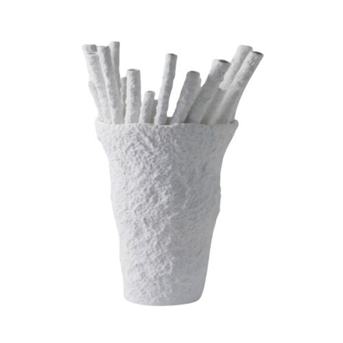 Textured Porcelain Floor Vase – White