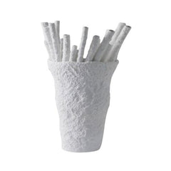 Textured Porcelain Floor Vase – White