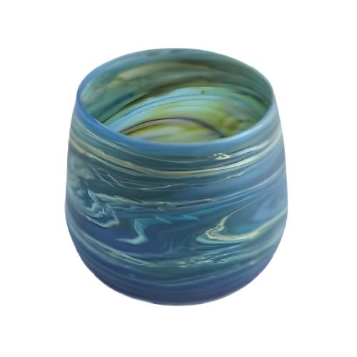 Blue Swirl Glass Tealight Candle Holder