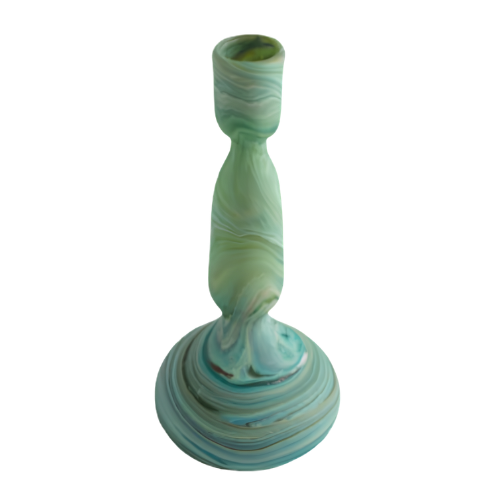 Decorative wisted Green Glass Candle Holder