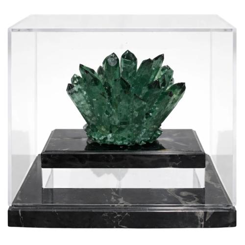Green Natural Stone Cluster in Acrylic Display Case