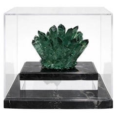 Green Natural Stone Cluster in Acrylic Display Case