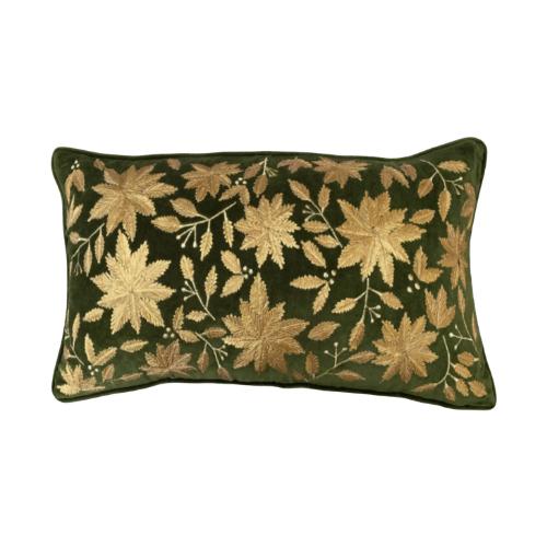 Embroidered Velvet Cushion Cover – Green