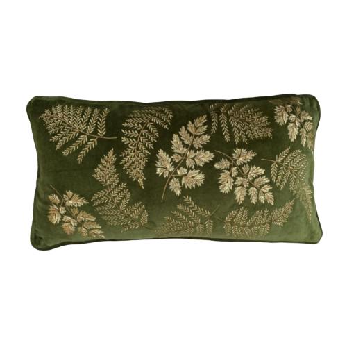 Embroidered Velvet Cushion Cover – Olive