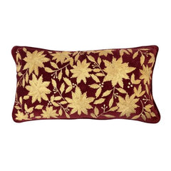 Embroidered Velvet Cushion Cover – Red