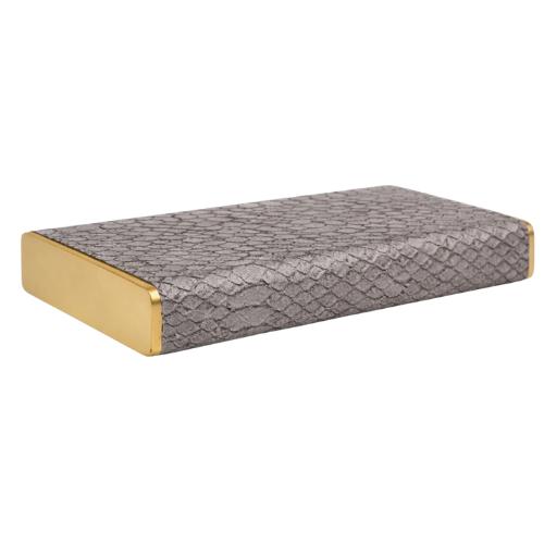 Crocodile Leather Storage Box - Gray