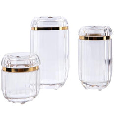 Crystal Diamond-Cut Storage Jars – 3 Pieces