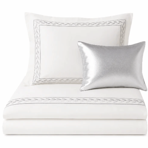 JOYA Pure Egyptian Cotton Duvet Cover Set – Ivory/Silver