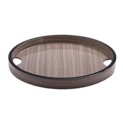 Round Wooden Serving Tray - Gray