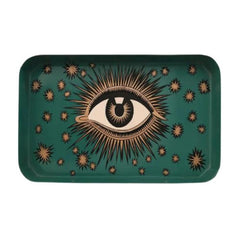 All-Seeing Eye Hand Painted Iron Tray –  Green
