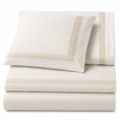ALBELLA Pure Egyptian Cotton Duvet Cover Set – White/Gold