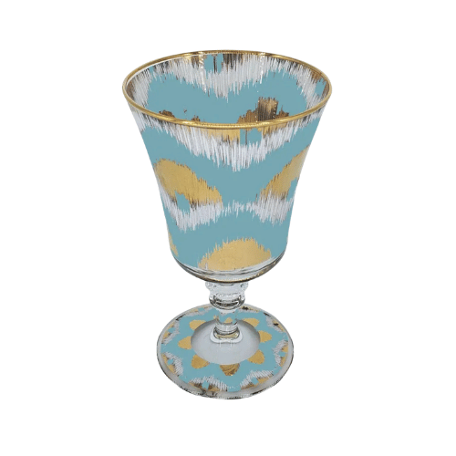 Ikat Goblet Wine Glass – Blue & Gold