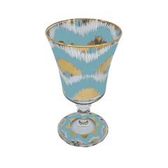 Ikat Goblet Wine Glass – Blue & Gold