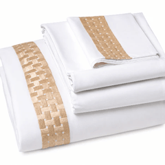 BROCK Pure Egyptian Cotton Duvet Cover Set – White/Gold