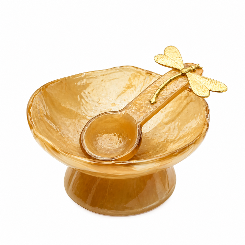Yellow & Amber Glass Salt Bowl – 11 cm