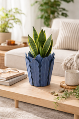 Modern Sculpted Blue Porcelain Vase