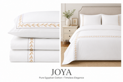 JOYA Pure Egyptian Cotton Duvet Cover Set – White/Gold