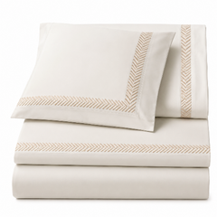 ALBELLA Pure Egyptian Cotton Duvet Cover Set – White/Gold