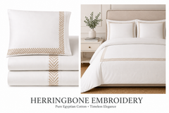 ALBELLA Pure Egyptian Cotton Duvet Cover Set – White/Gold