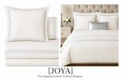 JOYA Pure Egyptian Cotton Duvet Cover Set – Ivory/Silver