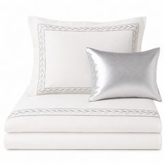 JOYA Pure Egyptian Cotton Duvet Cover Set – Ivory/Silver
