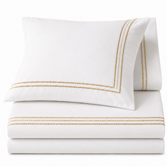DIFFIRA Pure Egyptian Cotton Duvet Cover Set – White/Gold
