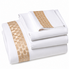 BROCK Pure Egyptian Cotton Duvet Cover Set – White/Gold