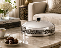 Queen Large Arabic Calligraphy Serving Dish with Pyrex – Silver