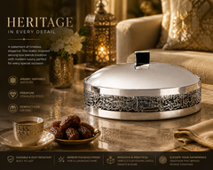 Queen Large Arabic Calligraphy Serving Dish with Pyrex – Silver