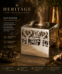 Cube Arabic Calligraphy Incense Burner with Cutwork Panels – Silver