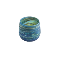 Blue Swirl Glass Tealight Candle Holder