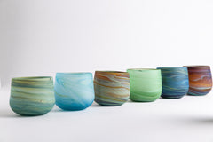 Blue Swirl Straight Natsheh Glass Cups