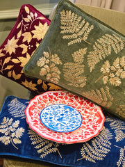 Embroidered Velvet Cushion Cover – Olive