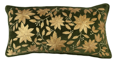 Embroidered Velvet Cushion Cover – Green