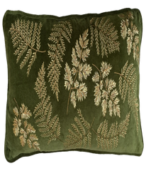 Embroidered Velvet Cushion Cover – Olive